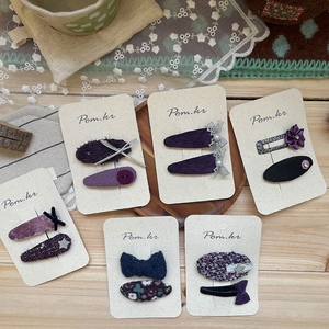 Lot de barrettes à nœud violettes faites main avec paillettes et motifs floraux pour filles