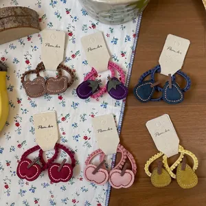 Set of cute cartoon fruit and animal elastic hair bands with soft felt decorations