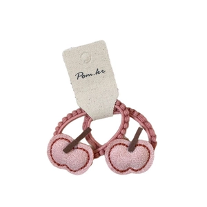 Pink cherry shaped fabric hair ties with high elasticity for girls and children