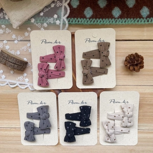 Lot de barrettes à nœuds à pois pour filles, pinces en velours dans cinq couleurs variées