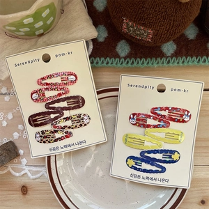 Cute Cartoon Animal Snap Hair Clips For Girls Plaid Leopard Print Alloy Fabric BB Clips Kids Hair Accessories