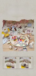 Vue détaillée chouchou en peluche avec motif d'ours, spécifications et texture du tissu