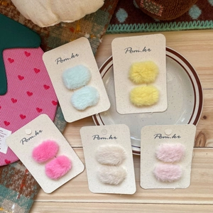 Sweet Plush Hair Clips For Girls Soft Faux Fur Side Clips Cute Fabric Hair Accessories For Children Daily Fashion Headwear
