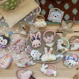 Élastiques à cheveux mignons style coréen avec broderie d'animaux pour filles