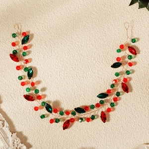 Vigne de cheveux de Noël faite main avec cristaux rouges et verts pour fêtes festives