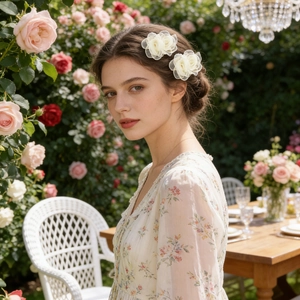 2 Pezzi Fermagli per Capelli a Forma di Fiore in Rete Stile Foresta Dolce per Donna Fatti a Mano Romantici in Tulle di Lino Camelia