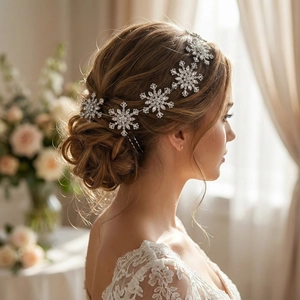 Sparkling Snowflake Bridal Headband Silver Alloy Rhinestone Hair Band Accessory For Christmas Wedding Styling Women Jewelry