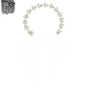 Detail of bridal vine headband with sparkling crystals and white organza ribbons