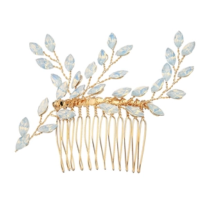 Elegant Gold Leaf Rhinestone Bridal Hair Combs Set Handmade Flower Hair Side Combs For Wedding Party Women Hair Accessories