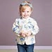 Toddler girls spring floral blazer set with denim pants and matching bow headband