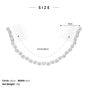 Spécifications de taille du peigne de mariée montrant 26 cm de long et 4 cm de large