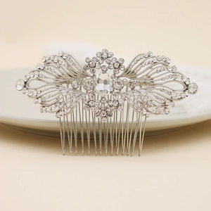 Vintage Silver Alloy Rhinestone Flower Bridal Hair Comb For Women Wedding Party Luxurious Bridal Hair Accessory Headpiece
