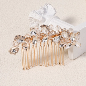 Luxus Legierung Strass Haarkamm Braut Hochzeit Blume Blatt Kristall Haarspange Haarnadel Damen Party Haarschmuck