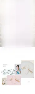 Λεπτομέρεια από χειροποίητες φουρκέτες σε σχήμα U με κρύσταλλα και λευκά λουλούδια