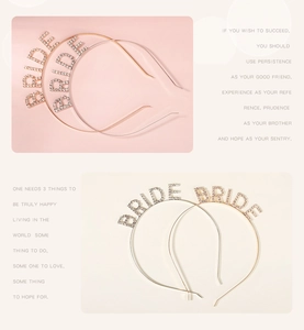 Detailed view of silver and gold Bride headbands with sparkling rhinestones for weddings