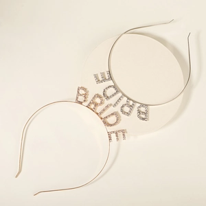 Set of rose gold and silver BRIDE headbands with rhinestones for wedding party styling