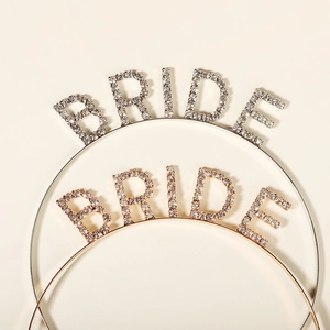 Elegant gold and silver metal BRIDE headbands with sparkling rhinestones for weddings