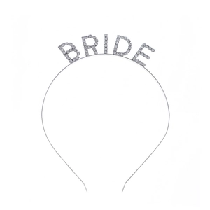Silver alloy BRIDE headband with sparkling rhinestones for wedding and bridal parties
