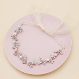 Elegante Vite per Capelli da Sposa in Lega d'Argento con Strass Luccicanti e Künstliche Perle Sintetiche Fascia Matrimonio Donna Gioielli