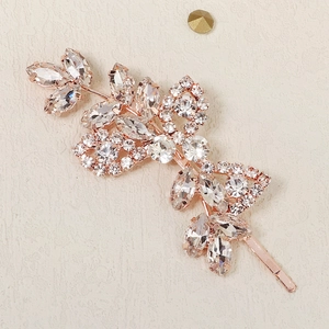 Barrette élégante en strass or rose avec grappes de cristaux pour le quotidien