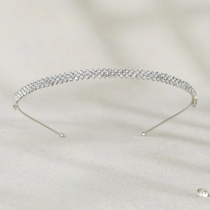 Silver Rhinestone Headband Minimalist Geometric Multi Row Crystal Bridal Hair Hoop For Wedding Party Women Hair Accessories