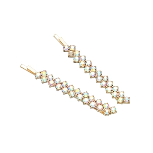 Sparkling Rhinestone Hair Clips Alloy Metal One-Word Bobby Pins Korean Style Sweet Wedding Party Hair Accessories