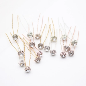 Luxus Legierung Strass U-Form Haarnadeln Für Damen Braut Hochzeit Haarschmuck Gold Silber Roségold Haarspangen