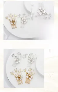 Detaillierte Nahaufnahme des handgefertigten Brauthaarkamms mit matten Metallblumen