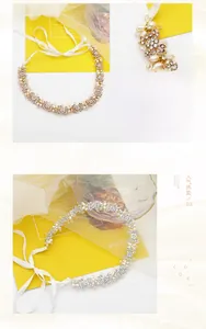 Détails du serre-tête de mariée fait main avec fleurs argentées, perles et strass brillants