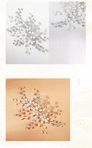 Vue détaillée du peigne à cheveux de mariée fait main avec perles et strass bleus