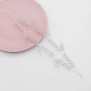 Serre-tête de Mariée de Luxe Vintage en Alliage d'Argent avec Feuilles de Strass Accessoires Cheveux Mariage pour Femmes
