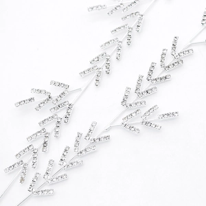 Serre-tête de mariée en argent avec feuilles de strass étincelants pour mariages et fêtes
