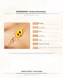 Détail du bandeau tournesol fait main mesurant 25,5cm sur 6cm avec perles et strass