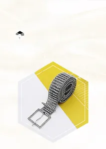 Macro detail of silver bridal waist belt with luxury rhinestones and square buckle