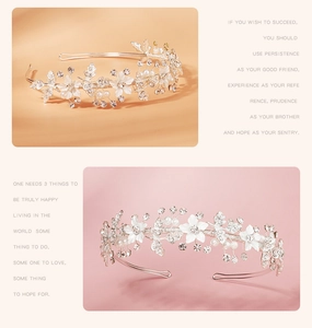 Detailed view of silver bridal headband with white flowers, pearls and shiny rhinestones