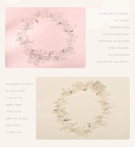 Detailed close-up of handmade bridal headband with pearls, crystals, and silver leaves