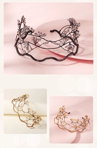 Detail of beaded branch headband with crystal gems for brides and formal occasions