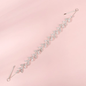 Vite per capelli a foglia d'argento con strass scintillanti per acconciature da sposa