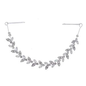 Elegante fascia da sposa in argento con strass marquise scintillanti e cristalli
