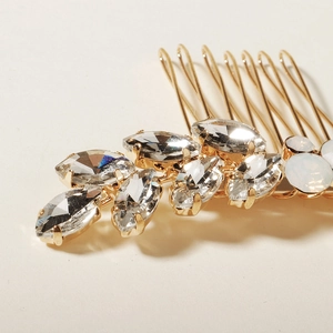 Peigne à cheveux doré élégant avec cristaux brillants et opales pour coiffures de mariée