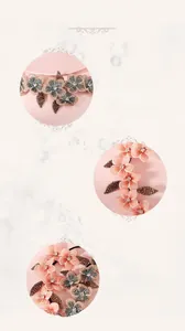 Detail of pink embroidered floral headband with copper wire and sparkling rhinestones