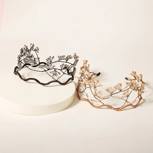 Vintage Handmade Branch Crystal Beaded Bridal Tiara Forest Style Alloy Rhinestone Woven Headband Wedding Banquet Women Jewelry
