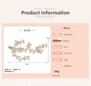 Detailed dimensions of the 17x10cm golden flower hair clip with rhinestones and specs