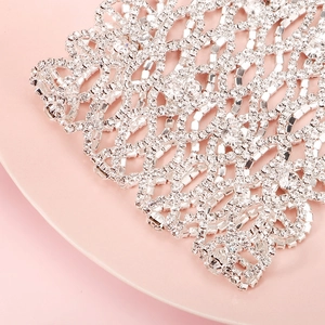 Macro shot of mesh rhinestones with silver alloy base for party face decoration
