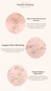 Détails d'une ceinture de mariée faite main avec perles, strass et ruban ajustable