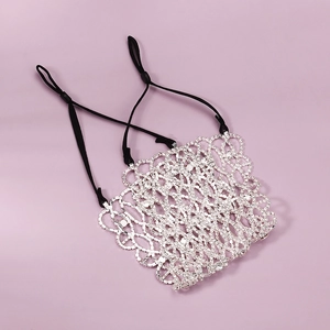 Sparkly rhinestone mesh decorative mask with adjustable straps for nightclub and party wear
