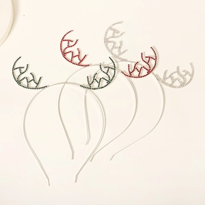 Serre-tête Bois de Renne de Noël en Strass Alliage Métal Accessoire Festif de Décoration de Fête pour Femmes Enfants