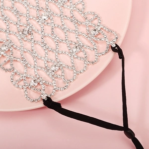 Sparkling rhinestone mesh face jewelry with adjustable elastic strap for party and nightclub