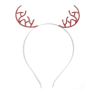 Serre-tête de Noël élégant avec bois de renne et strass rouges brillants pour fête