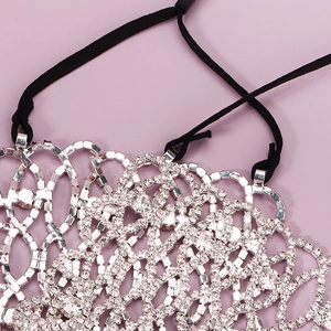 Sparkling silver mesh rhinestone face mask for nightclub party fashion accessory